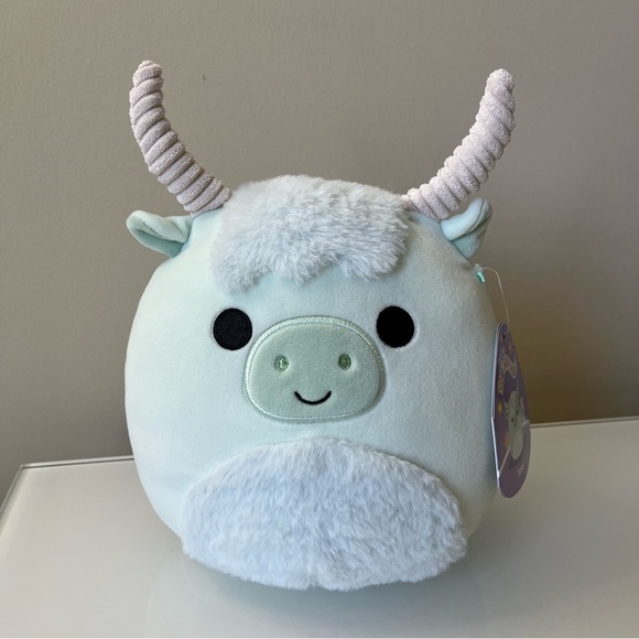 NWT Squishmallows Easter Set Of 2 - Iver Mint green Highland Cow Capsule 4” & 8” - Picture 2 of 14